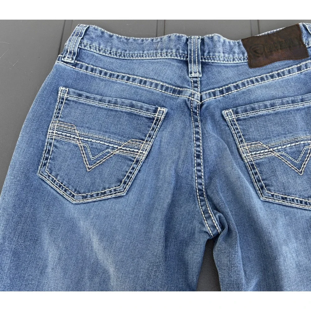 Rock & Roll Denim Jeans Mens 32 x 34 Blue Double Barrel Straight Leg Western